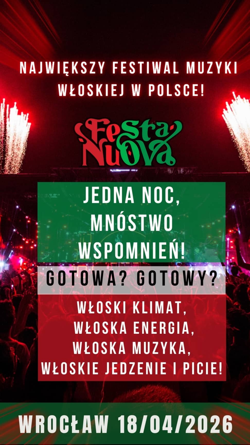 Włoski festiwal już w kwietniu. Festa Nuova we Wrocławiu przyciągnie fanów z regionu