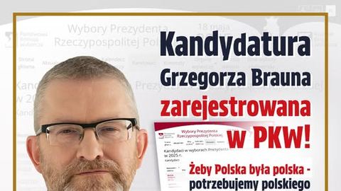 Grzegorz Braun zarejestrowany w PKW jako kandydat na urząd prezydenta RP.