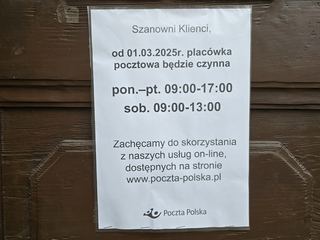 Poczta w Jeleniej Górze otwarta krócej