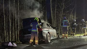 Karpniki – BMW uderzyło w drzewo i stanęło w ogniu