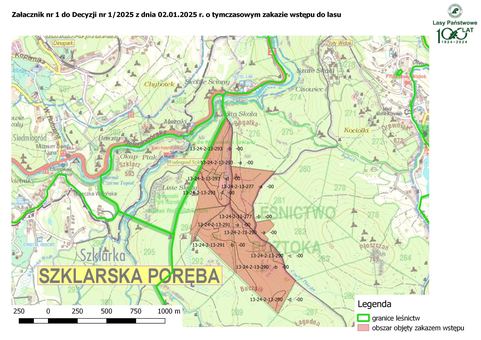Niebezpieczny las koło Wodospadu Szklarki