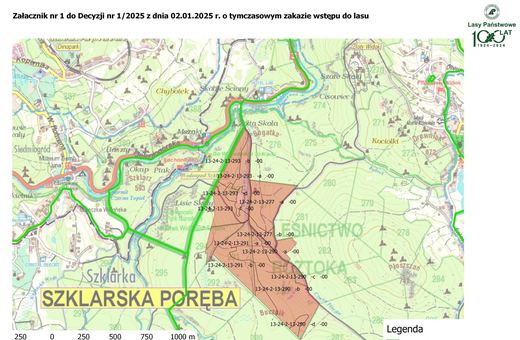 Niebezpieczny las koło Wodospadu Szklarki