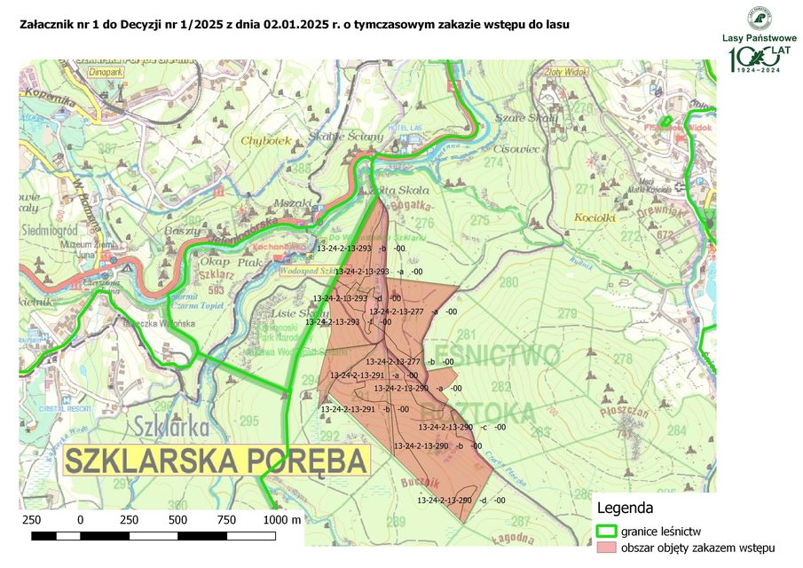 Niebezpieczny las koło Wodospadu Szklarki
