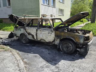 Wartburg spłonął doszczętnie