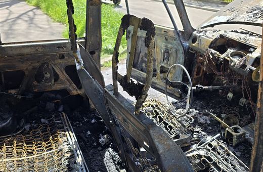 Wartburg spłonął doszczętnie