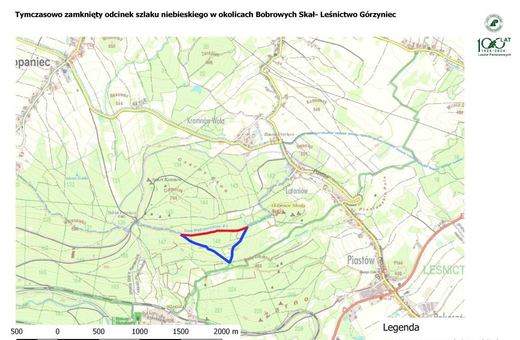 Zamknięcie szlaku przy Bobrowych Skałach