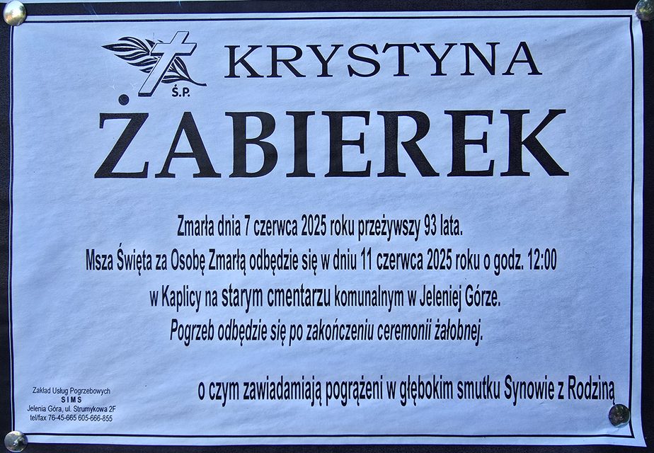 Zmarła Krystyna Żabierek