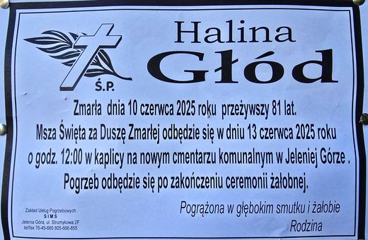 Zmarła Halina Głód