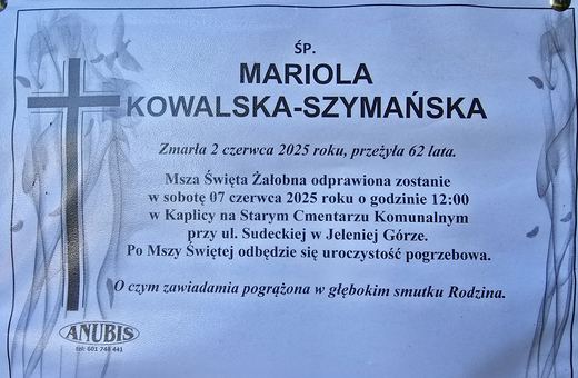 Zmarła Mariola Kowalska–Szymańska