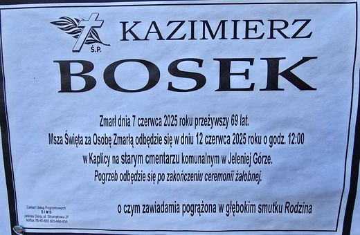Zmarł Kazimierz Bosek