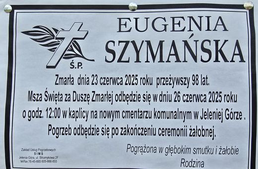 Zmarła Eugenia Szymańska