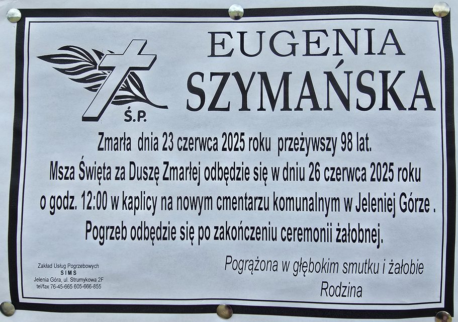 Zmarła Eugenia Szymańska