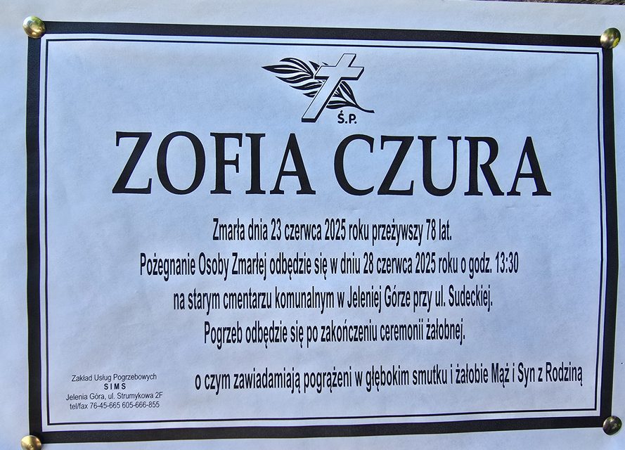 Zmarła Zofia Czura
