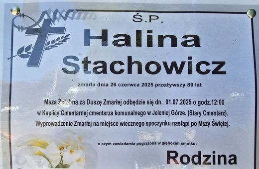 Zmarła Halina Stachowicz