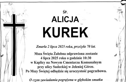 Zmarła Alicja Kurek