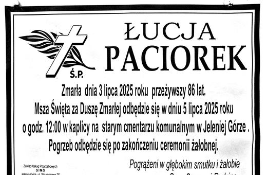 Zmarła Łucja Paciorek