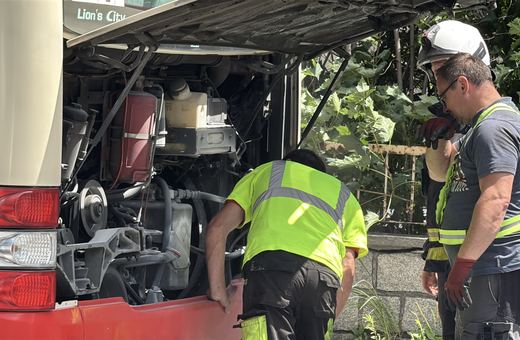 Pożar silnika w autobusie