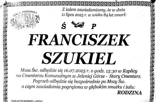 Zmarł Franciszek Szukiel