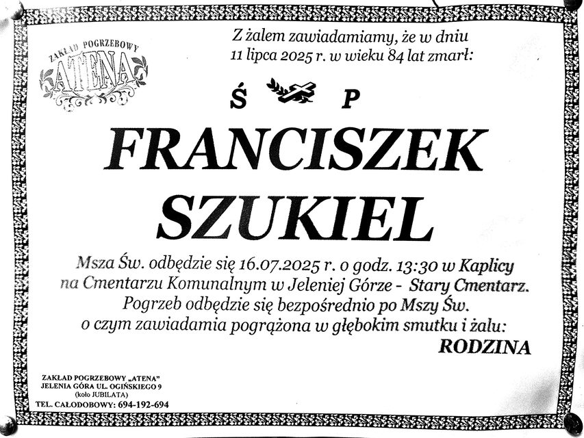 Zmarł Franciszek Szukiel