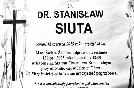 Zmarł dr Stanisław Siuta