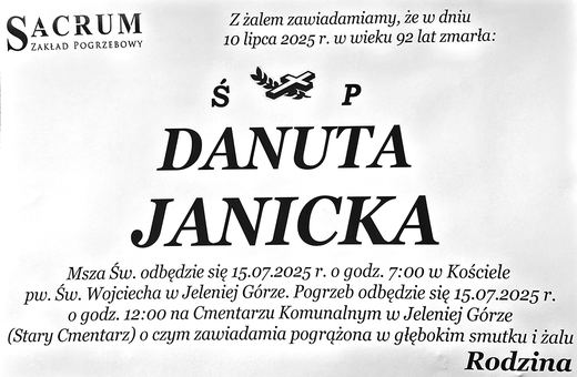 Zmarła Danuta Janicka