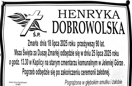 Zmarła Henryka Dobrowolska