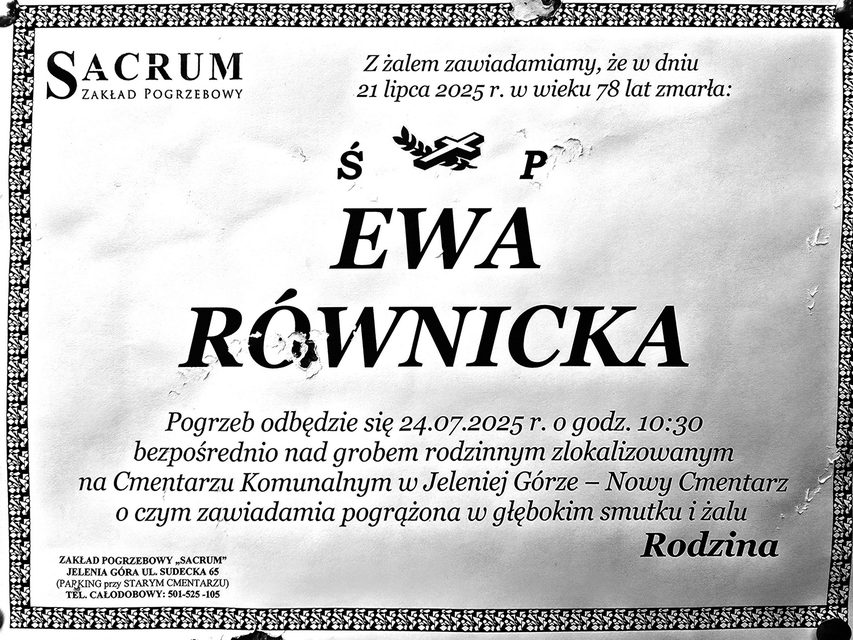 Zmarła Ewa Równicka