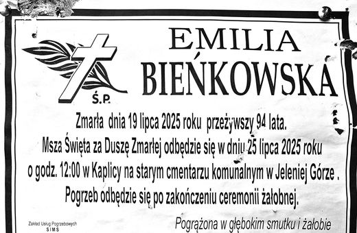 Zmarła Emilia Bieńkowska
