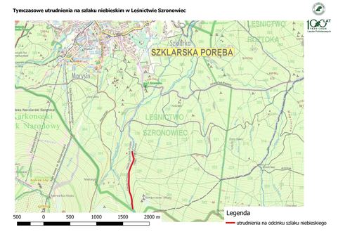 Utrudnienia przy Borówczanych Skałach