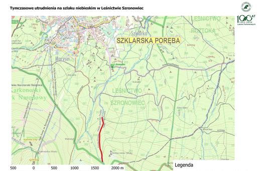 Utrudnienia przy Borówczanych Skałach