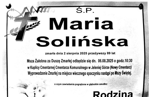 Zmarła Maria Solińska