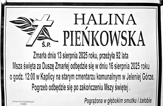 Zmarła Halina Pieńkowska