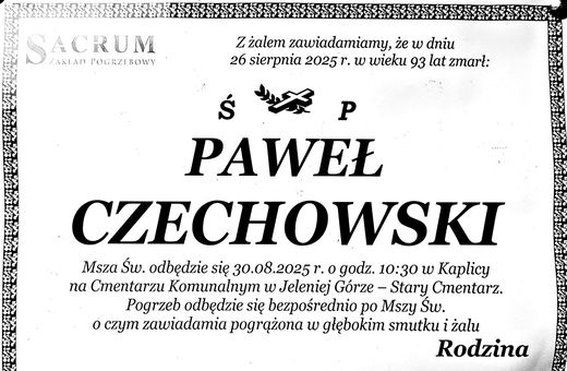 Zmarł Paweł Czechowski