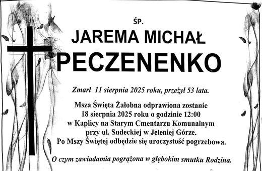 Zmarł Jarema Michał Peczenenko