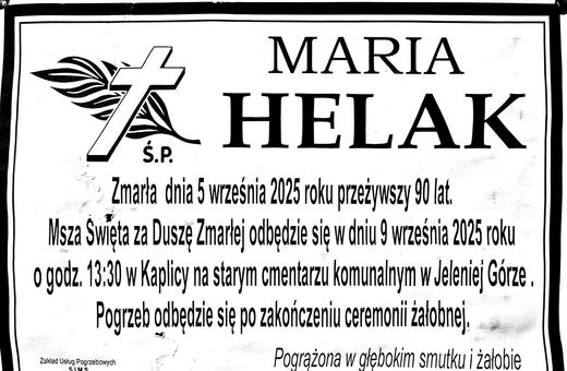 Zmarła Maria Helak