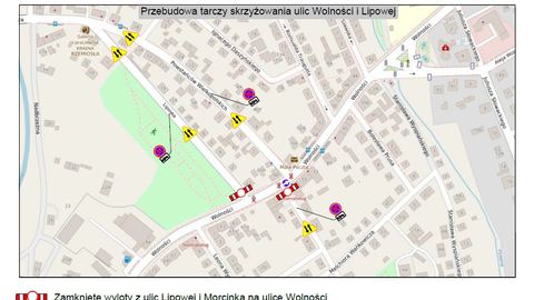 Utrudnienia na skrzyżowaniu Wolności–Lipowa