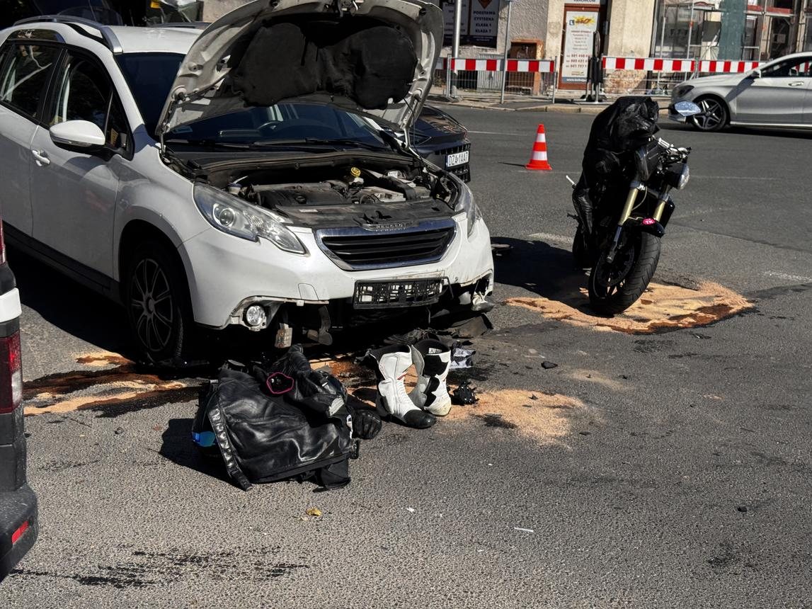 Zderzenie motocykla z samochodem
