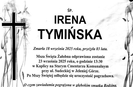 Zmarła Irena Tymińska