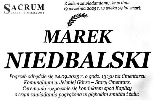 Zmarł Marek Niedbalski