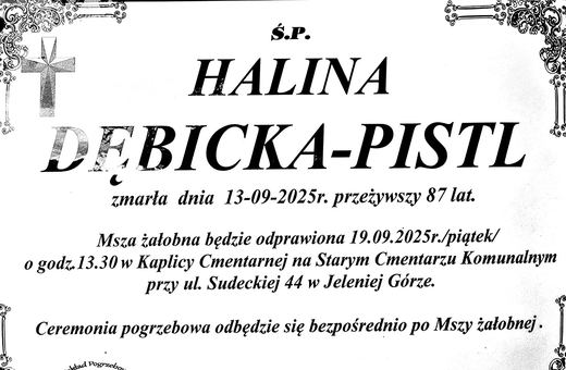 Zmarła Halina Dębicka–Pistl