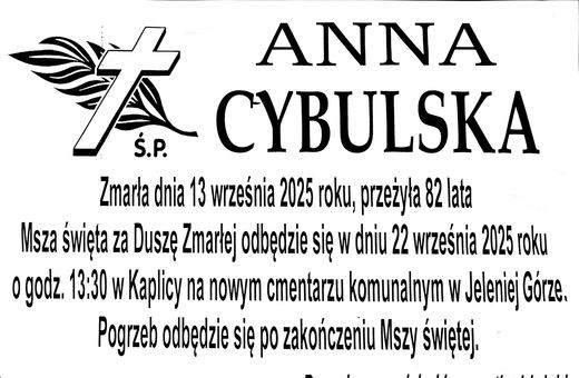 Zmarła Anna Cybulska