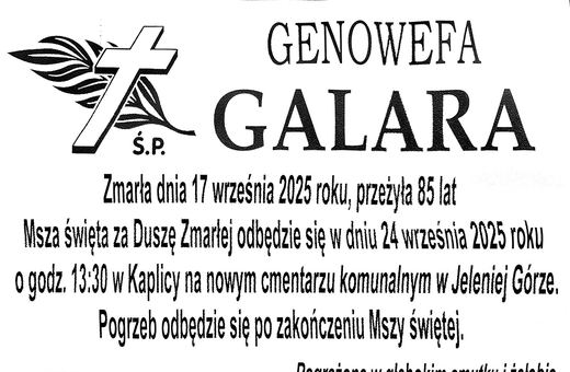 Zmarła Genowefa Galara