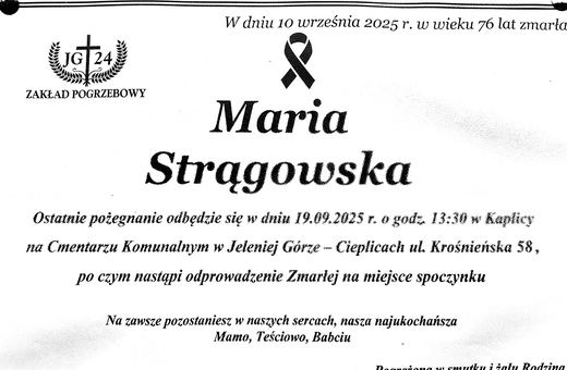 Zmarła Maria Strągowska