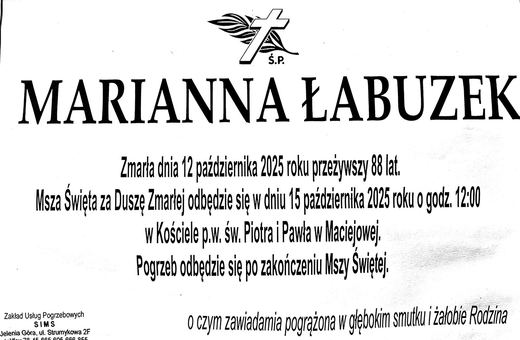 Zmarła Marianna Łabuzek