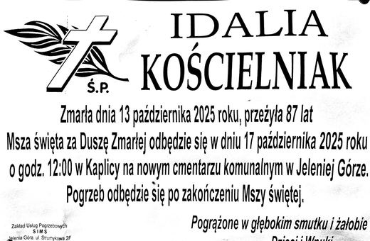 Zmarła Idalia Kościelniak