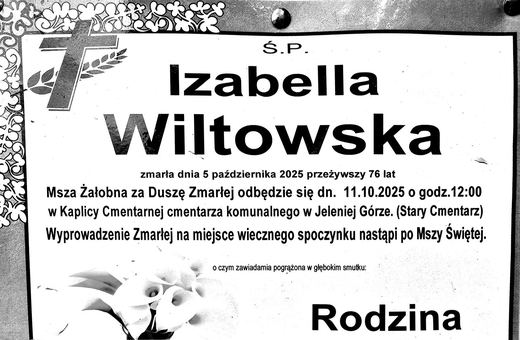 Zmarła Izabella Wiltowska