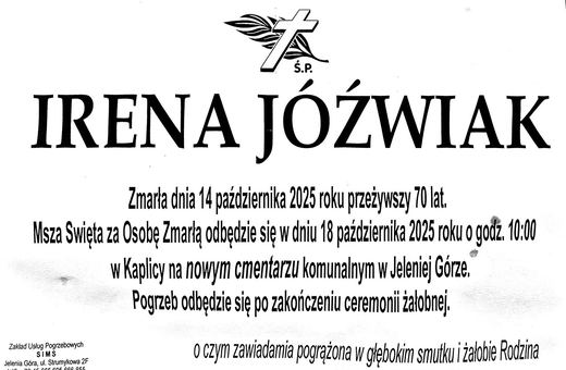 Zmarła Irena Jóźwiak