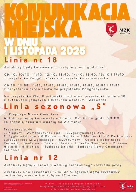 Wszystkich Świętych – darmowa komunikacja miejska