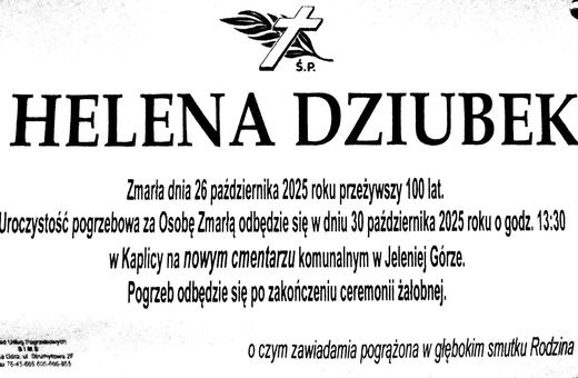 Zmarła Helena Dziubek – miała 100 lat