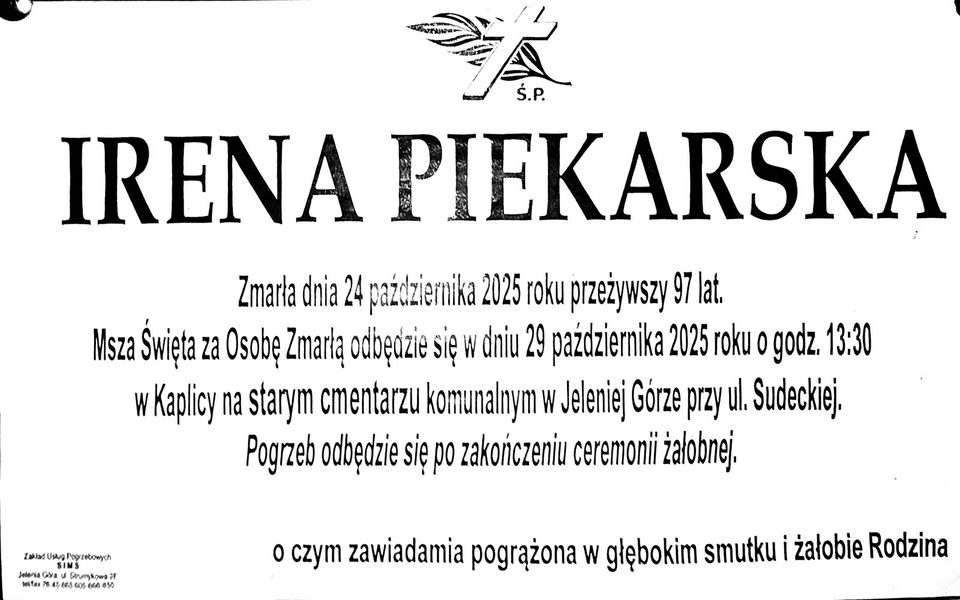 Zmarła Irena Piekarska